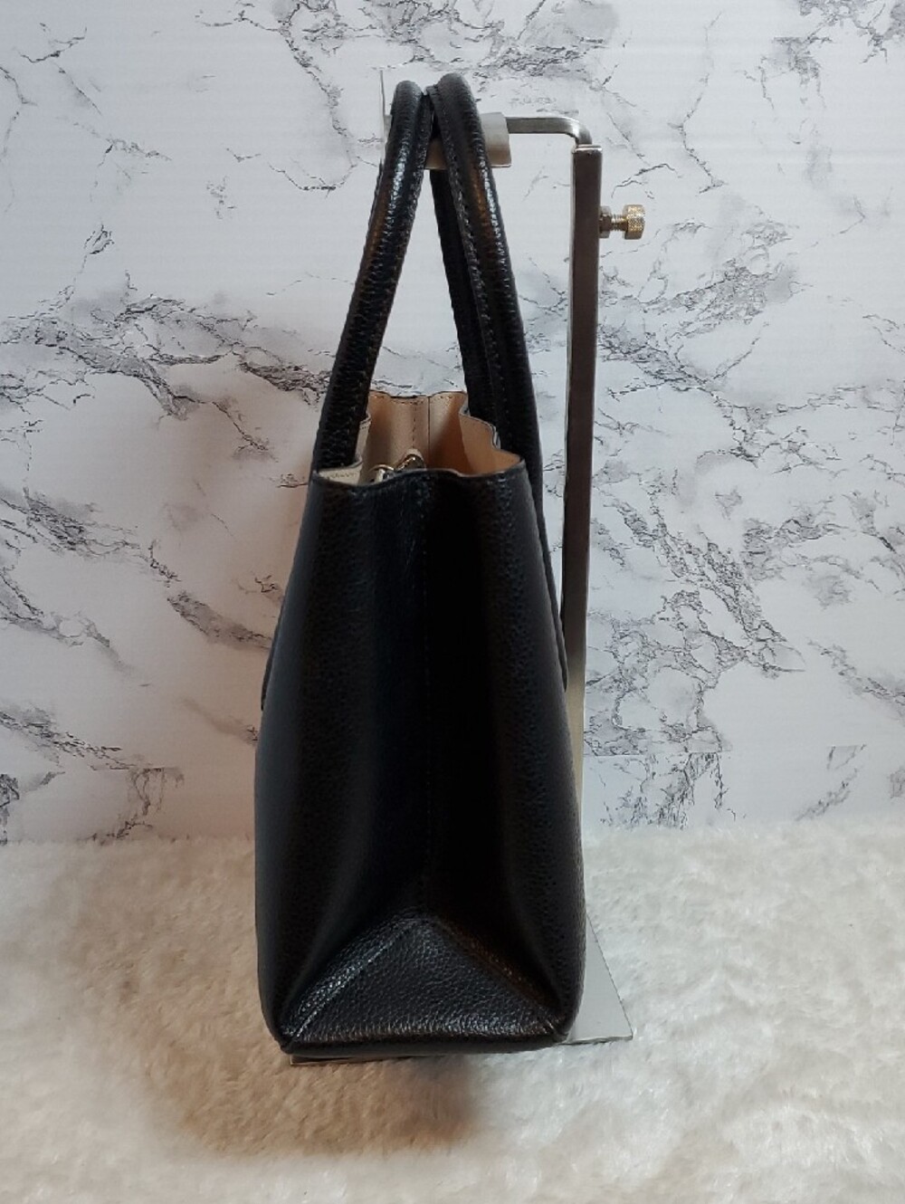 kate spade Black Pebbled Leather Eva Satchel with Gold Logo - Picture 5 of 11